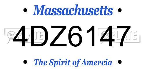 4DZ6147 Massachusetts License Plate