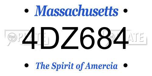 4DZ684 Massachusetts License Plate