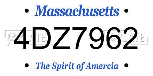 4DZ7962 Massachusetts License Plate