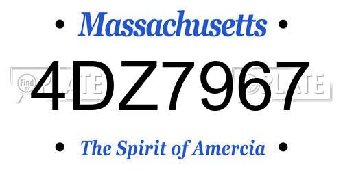 4DZ7967 Massachusetts License Plate