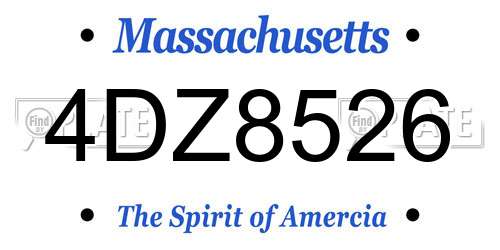 4DZ8526 Massachusetts License Plate