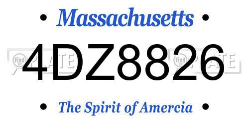 4DZ8826 Massachusetts License Plate