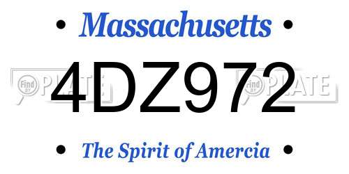 4DZ972 Massachusetts License Plate