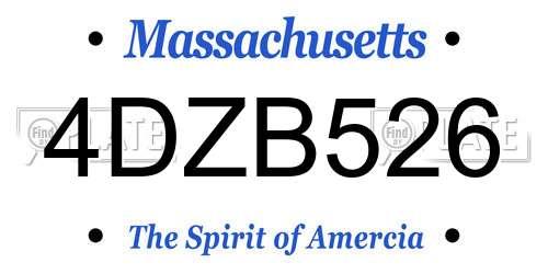 4DZB526 Massachusetts License Plate