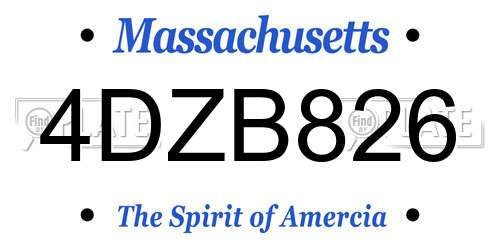 4DZB826 Massachusetts License Plate
