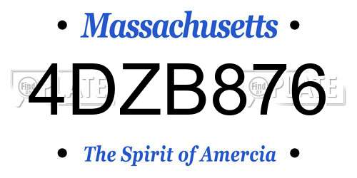 4DZB876 Massachusetts License Plate