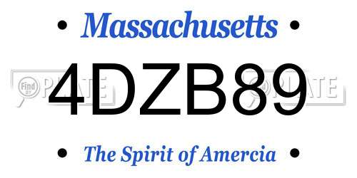 4DZB89 Massachusetts License Plate