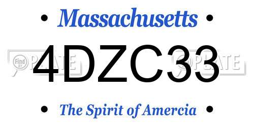 4DZC33 Massachusetts License Plate