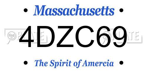 4DZC69 Massachusetts License Plate