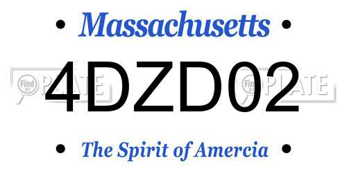 4DZD02 Massachusetts License Plate