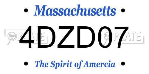 4DZD07 Massachusetts License Plate