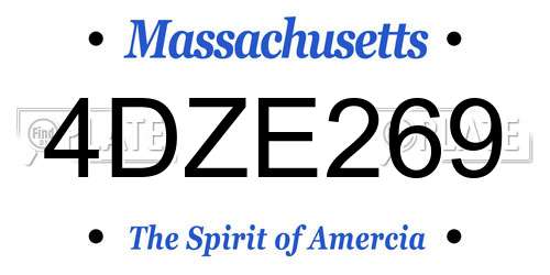 4DZE269 Massachusetts License Plate
