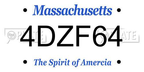 4DZF64 Massachusetts License Plate