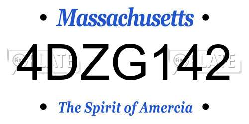 4DZG142 Massachusetts License Plate