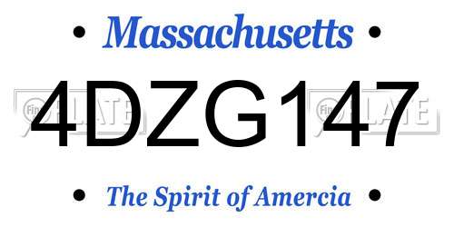 4DZG147 Massachusetts License Plate