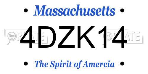 4DZK14 Massachusetts License Plate