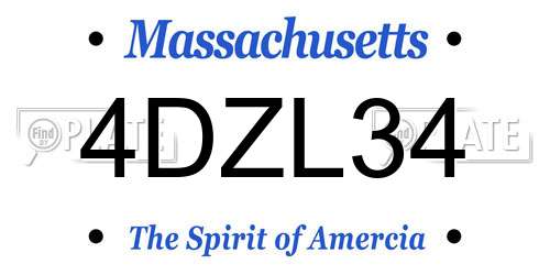 4DZL34 Massachusetts License Plate