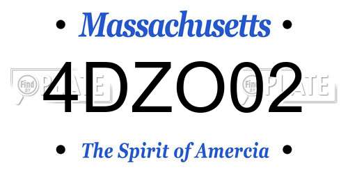 4DZO02 Massachusetts License Plate