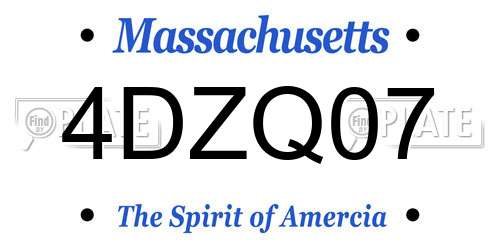 4DZQ07 Massachusetts License Plate