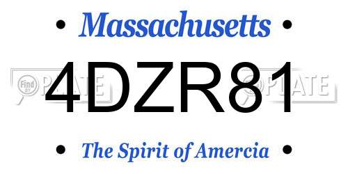 4DZR81 Massachusetts License Plate