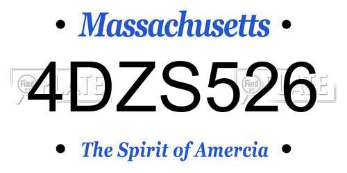 4DZS526 Massachusetts License Plate