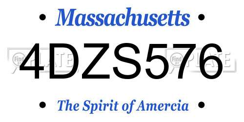 4DZS576 Massachusetts License Plate