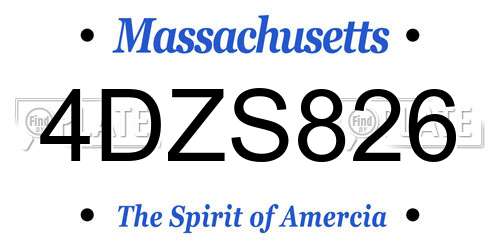 4DZS826 Massachusetts License Plate