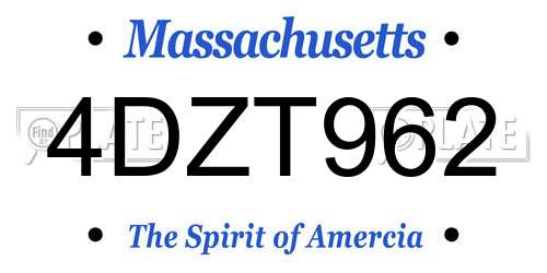4DZT962 Massachusetts License Plate