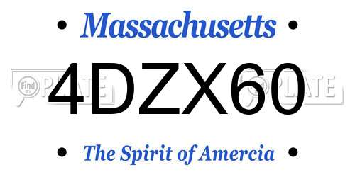 4DZX60 Massachusetts License Plate