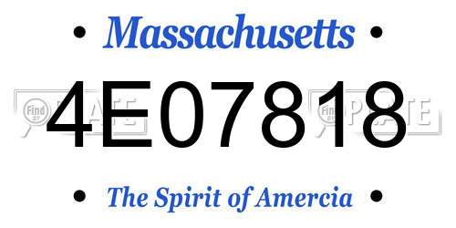 4E07818 Massachusetts License Plate