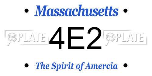 4E2 Massachusetts License Plate