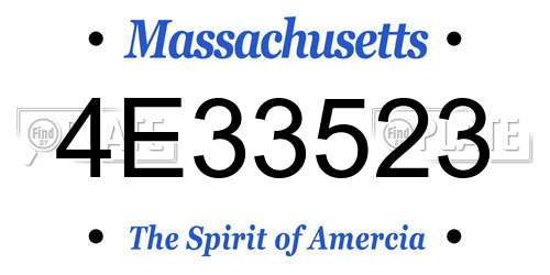 4E33523 Massachusetts License Plate