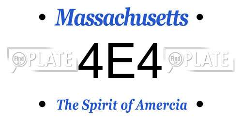 4E4 Massachusetts License Plate