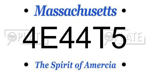 4E44T5 Massachusetts License Plate