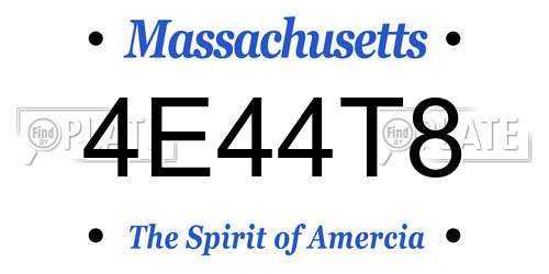 4E44T8 Massachusetts License Plate