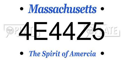 4E44Z5 Massachusetts License Plate
