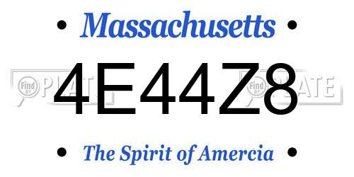 4E44Z8 Massachusetts License Plate