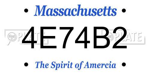 4E74B2 Massachusetts License Plate
