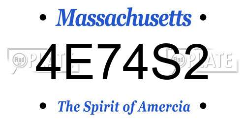 4E74S2 Massachusetts License Plate