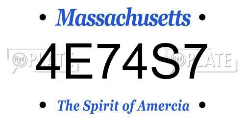 4E74S7 Massachusetts License Plate