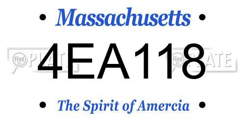 4EA118 Massachusetts License Plate