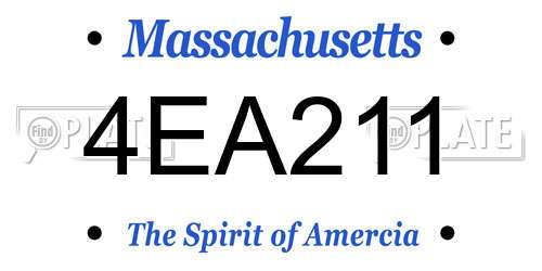 4EA211 Massachusetts License Plate