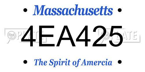 4EA425 Massachusetts License Plate