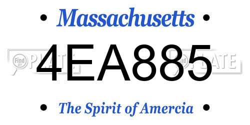 4EA885 Massachusetts License Plate