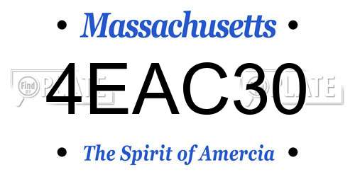 4EAC30 Massachusetts License Plate