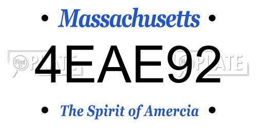 4EAE92 Massachusetts License Plate