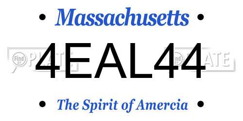 4EAL44 Massachusetts License Plate