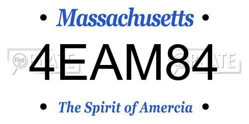 4EAM84 Massachusetts License Plate