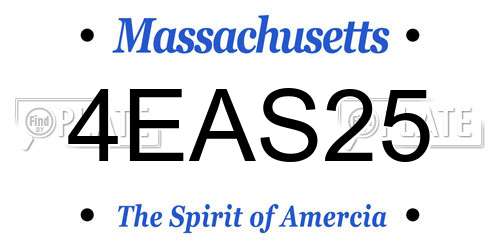 4EAS25 Massachusetts License Plate