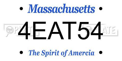 4EAT54 Massachusetts License Plate